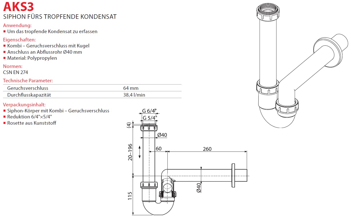 Ablauf F R Kondensat Dn Sifon Siphon Trichter Tropfsiphon